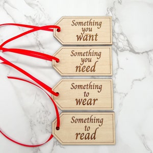 Personalized Gift Tags, Something you want, Something you need, Something to wear, Something to read Christmas Gift Tags
