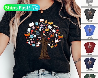 Cute Book Tee, Tree of Books Shirt, Librarian T-shirt