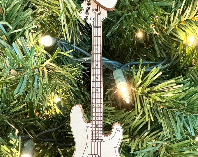 Bass Guitar Ornament with Personalized Pick Christmas Gift for Bass Player. Fender Style