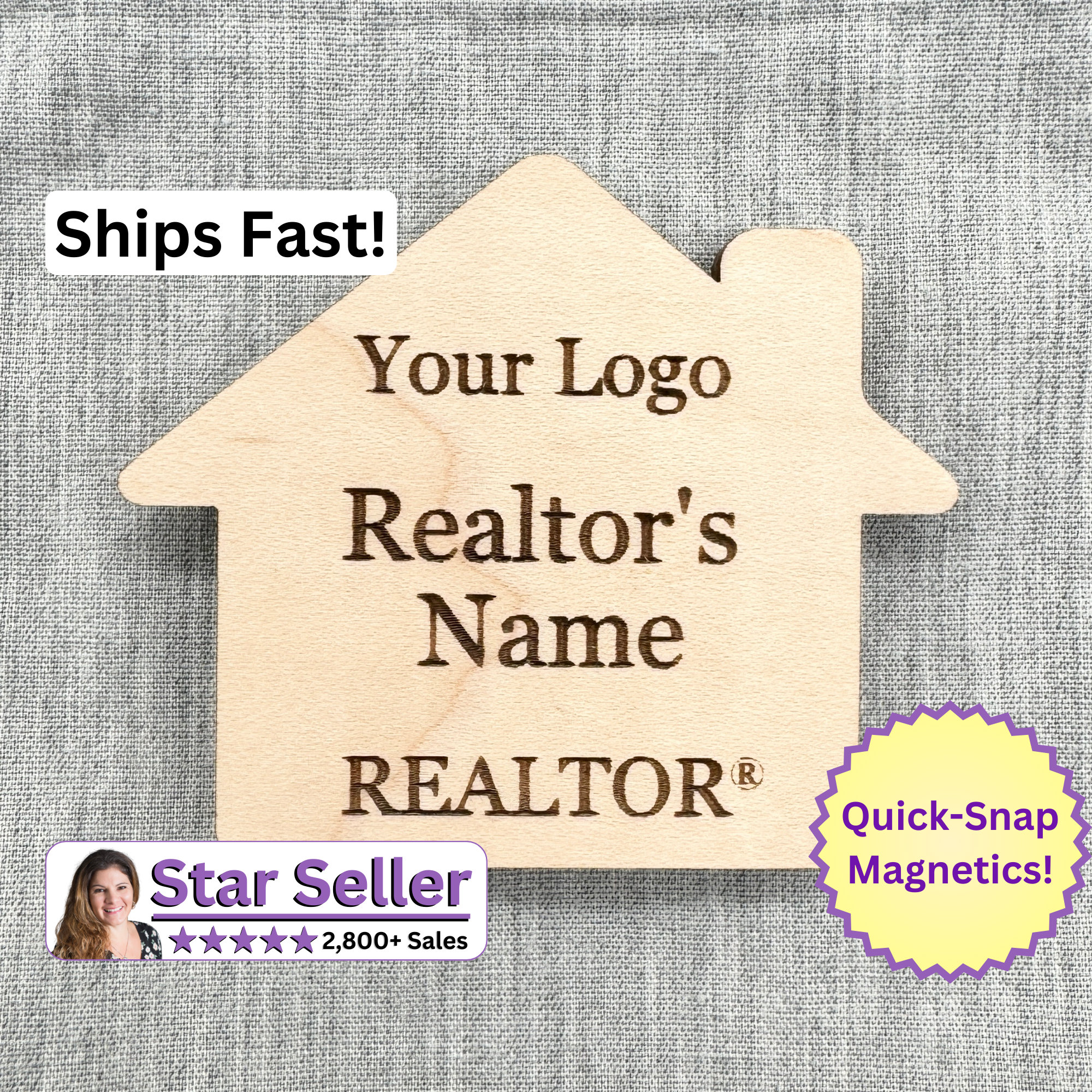 Realtor Name With R Branded Realtor Nametag Magnet, Personalized Engraved Name Badge ...