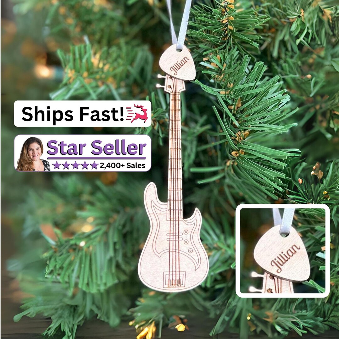 Bass Guitar Ornament With Personalized Pick Etsy