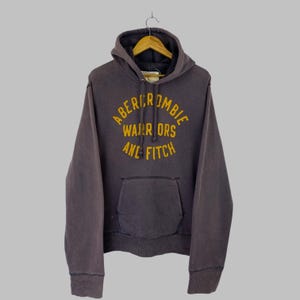 Vintage Abercrombie & Fitch Hoodie Sweatshirt Men Size Large Faded Purple Yellow Graphic