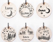 Luna Moon dog tag custom two-sides -gift - Customized Pet ID Tag - Name Tags - Personalized Pet ID Tags - keep calm call my mom