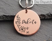 Pet Id Tag Metal Dog Tag Double Sided Floral Custom Pet Id Tag Trendy Floral Dog Tags for Dogs Cat Tag Collar Identification Dog Tag Uk