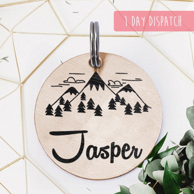 Handmade Custom Sun Pet Id Stuff I M Lost Dog Name Two Sided Gift Custom Engraved Pet Id Dog Nature Design Mountain Dog Pet Charms Bells Pet Accessories