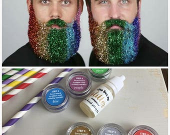 Arc en ciel pailleté barbe barbe Kit GlitterBeard. Ensemble de 6 couleurs