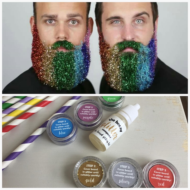 Rainbow Glitter Beard Kit Beard Glitterbeard. 6 Colour Set Etsy Denmark