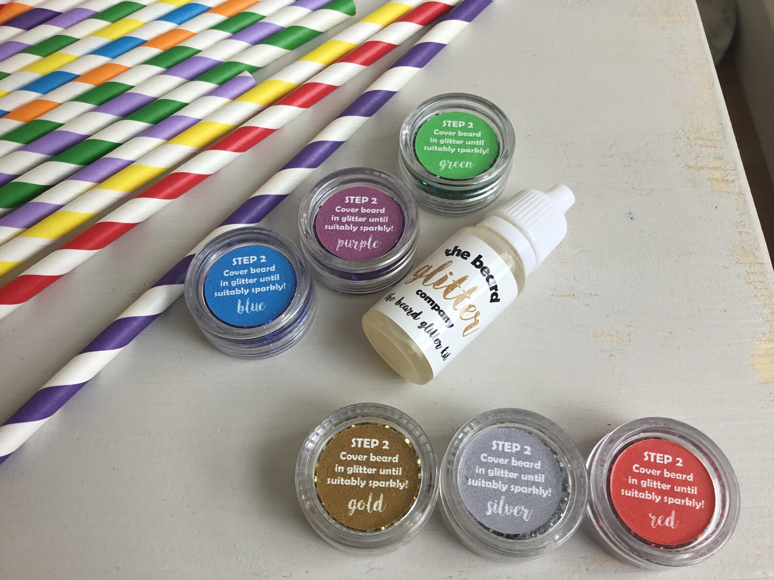 Rainbow Glitter Beard Kit Beard Glitterbeard. 6 Colour Set Etsy