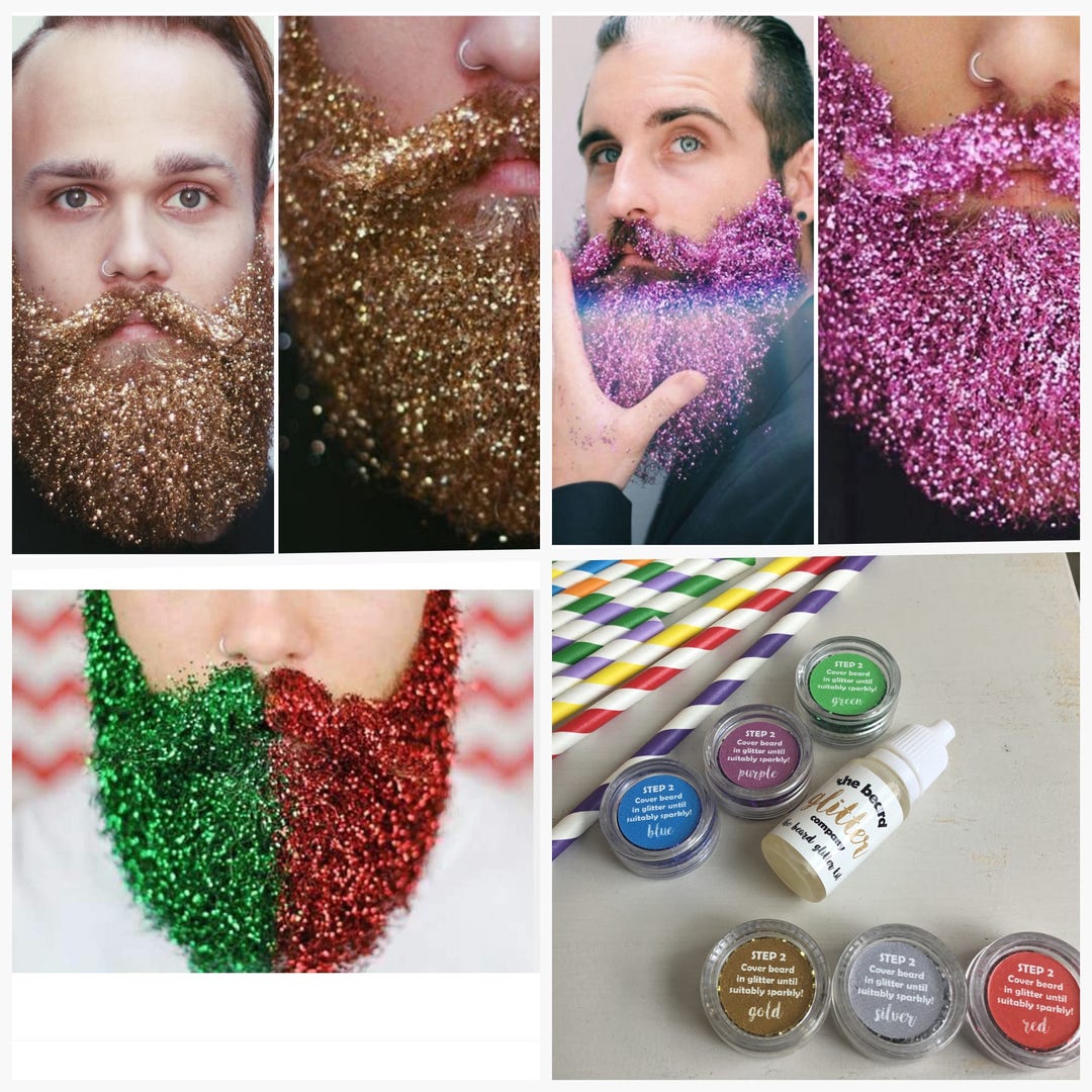 Glitter Beard Kit, Beard Glitter/glitterbeard. 6 Different Colours Set