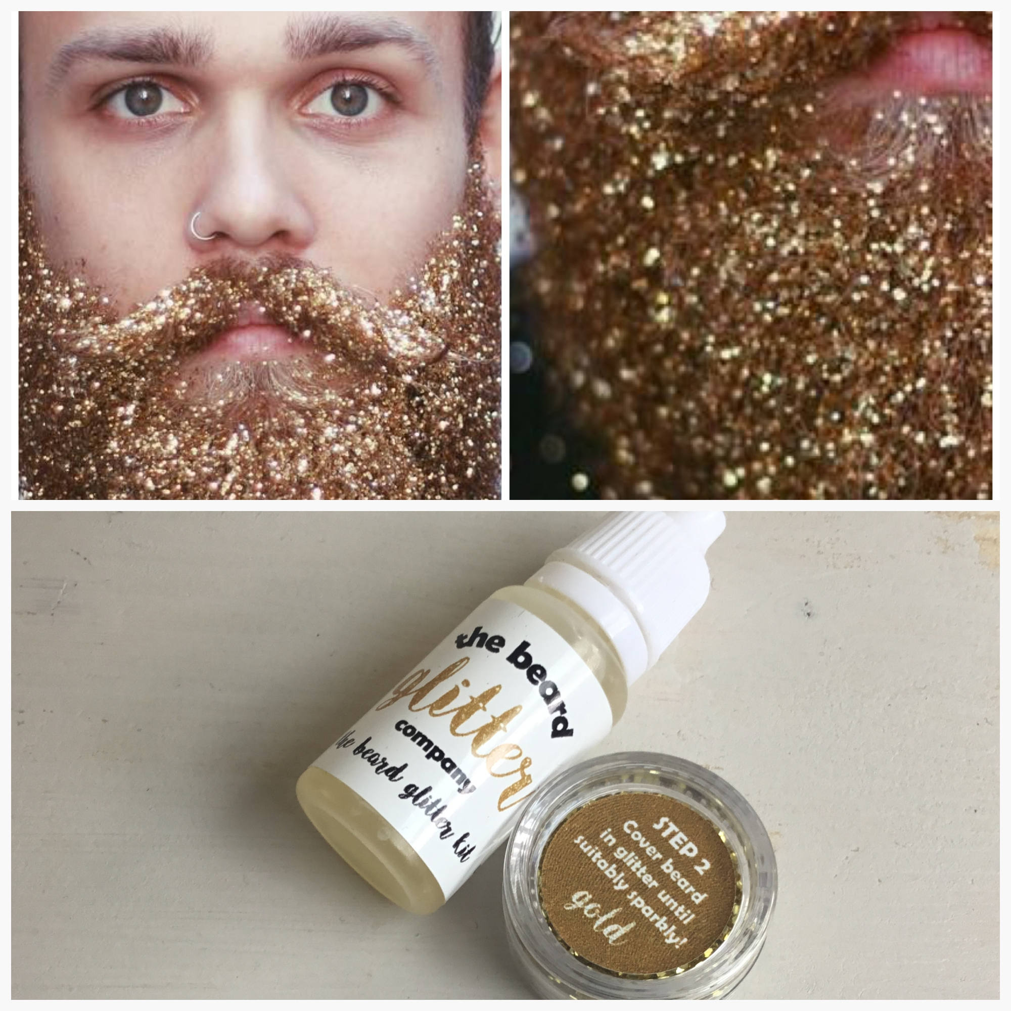 Beard Glitter Kit 1 Colour Set Gold Etsy