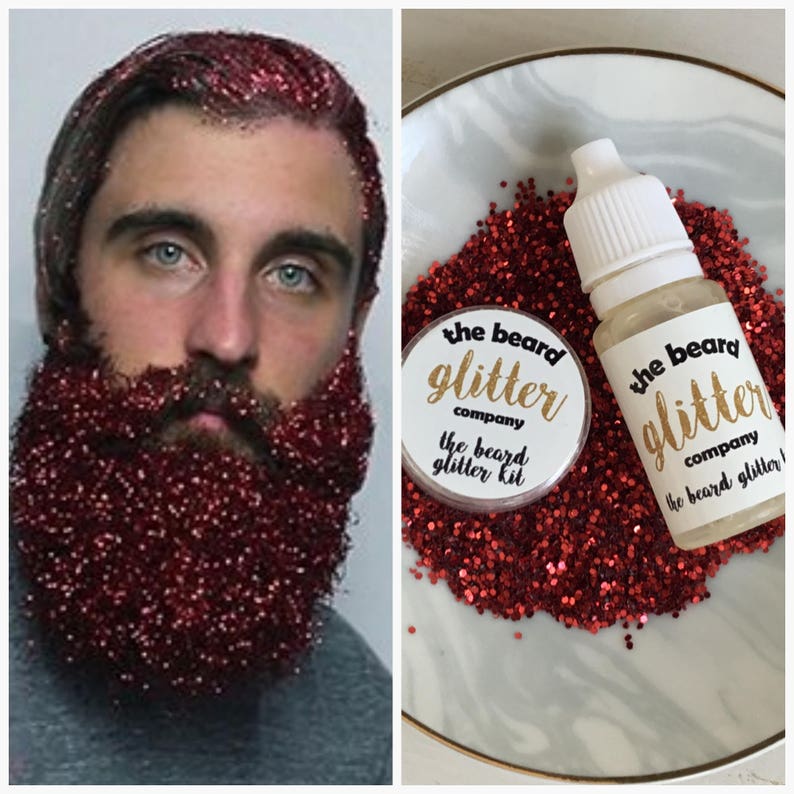 Beard Glitter Kit 1 Colour Set Red Etsy
