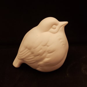 Unpainted Ceramic Small Robin Bird, Unfinished Bisque, Ready to paint Ceramics, 3&quot; Tall, Bird Decor, Round Baby Bird, Chubby Bird