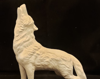 Unpainted Ceramic Wolf Standing, Unfinished Bisque Wolves, Ready to Paint, 6.5" Tall, Ready to Paint, Sold Separately, Part of Wolf Set