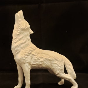 Unpainted Ceramic Wolf Standing, Unfinished Bisque Wolves, Ready to Paint, 6.5" Tall, Ready to Paint, Sold Separately, Part of Wolf Set