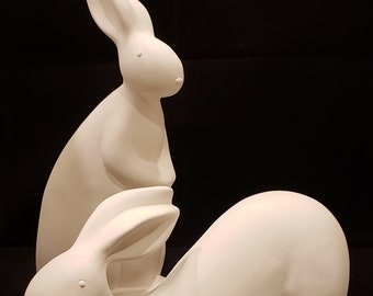 Unpainted Ceramic Plain Bunny Set, Unfinished Bisque, Unpainted Ceramics, Ready to Paint, Easter Bunny, Spring Decor, Sweet