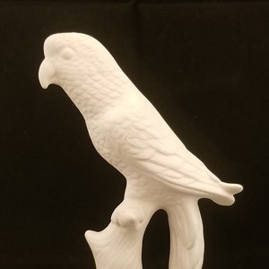 Perroquet en céramique non peint, biscuit inachevé, céramique prête à peindre, 6,5 po. de haut, projet artistique, décoration d&#39;intérieur, perroquet, ara, oiseau qui parle