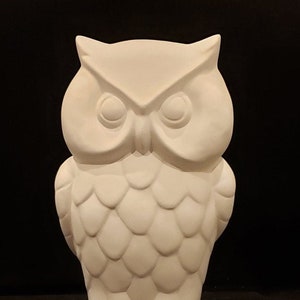 Unpainted Ceramic Tall Wise Owl, Unfinished Bisque, Bird Ceramics Figurine, Wise Owl Statue, Ready to Paint, 6.5&quot; Tall, Part of Owl Set
