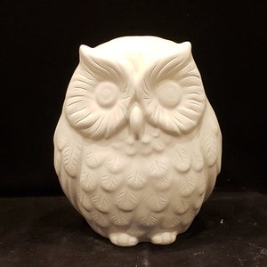 Unpainted Ceramic Wise Owl, Unfinished Bisque, Bird Ceramics Figurine, Wise Owl Statue, Ready to Paint, 4.25" Tall, Part of Owl Set