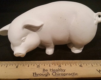 Maiale carino in ceramica, bisquit incompiuto, ceramica non dipinta, figurina di maiale, statua di maiale grasso, pronto a dipingere, 2,5" alto, Charlottes Web, arredamento camera