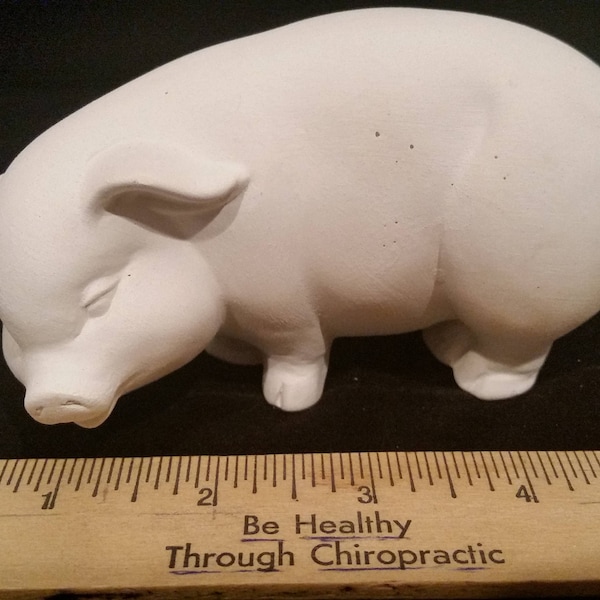 Ceramic Cute Pig, Unfinished Bisque, Unpainted Ceramics, Pig Figurine, Fat Hog Statue, Ready to Paint, 2.5" Tall, Charlottes Web, Room Decor
