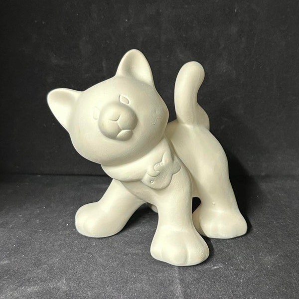 Unpainted Ceramic Cute Cat, Bisque, Unfinished Ceramics, Ready to Paint, 5.5 " Tall, Ready to Paint, Kids Adults, Cat Decor, Party Favor