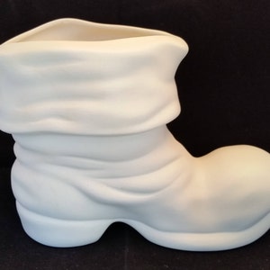 Unpainted Ceramic Santa Boot, Unfinished Bisque, Christmas Ceramics, 6&quot; Tall, Ready to Paint Art, Kids Adults, Holiday Decor, Planter, Dish