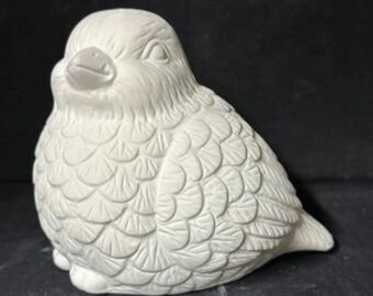 Unpainted Ceramic Plump Bird, Unfinished Bisque, Ready to paint Ceramics, 4.25" Tall, Bird Decor, Round Baby Bird, Chubby Bird