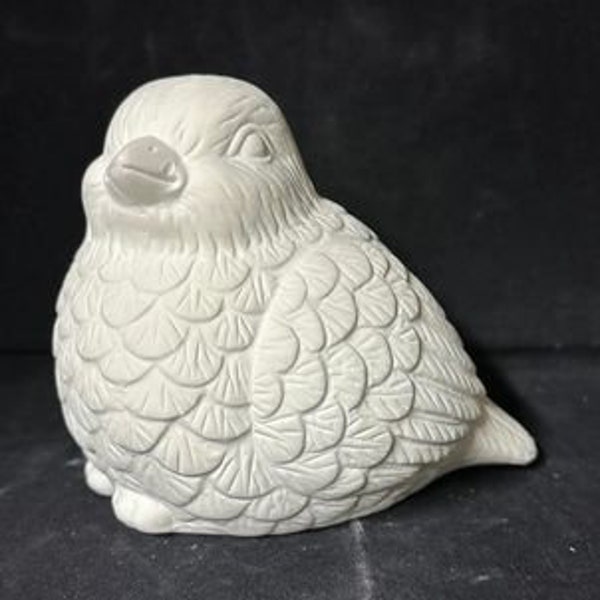 Unpainted Ceramic Plump Bird, Unfinished Bisque, Ready to paint Ceramics, 4.25" Tall, Bird Decor, Round Baby Bird, Chubby Bird