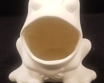Unpainted Ceramic Bisque Big Mouth Frog, Dish Scrubbie Holder, Unfinished Ceramics, Ready to Paint, Toad, Like Your Mom Used to Have!