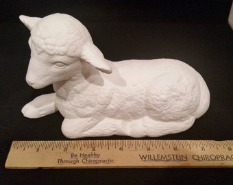 Unpainted Ceramic Lamb, Unfinished Bisque, Christmas Nativity Sheep Easter Lamb of God, Farm, Ready to Paint, 4.5&quot; Tall, Church Decor