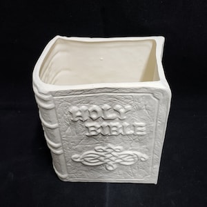 Unpainted Ceramic Holy Bible Planter, Unfinished Bisque, Unpainted Ceramics, Ready to Paint, 5.5" Tall, Bible Pen Holder, Holy Bible