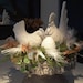 White Ceramic Hen Sitting on a Basket Dish Made in Portugal