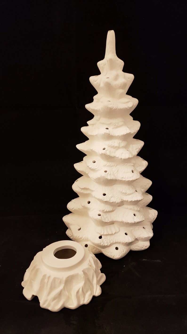 Unpainted Ceramic Christmas Tree and Base Unfinished Bisque - Etsy