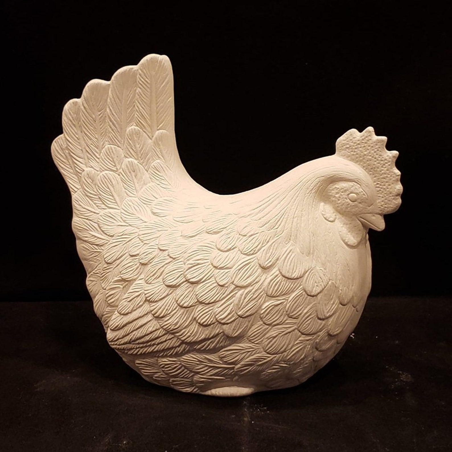 Unpainted Ceramic Sitting Hen Unfinished Bisque Chicken Etsy