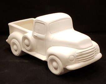 Unpainted Ceramic Pickup Truck, Unfinished Bisque, Holiday Pickup Truck, Chevy Pickup Truck, Ready to Paint, Holiday Inserts Available