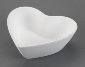 Unpainted Ceramic Bisque Large Heart Bowl, Unfinished Ceramics, Ready to Paint, Heart Dish