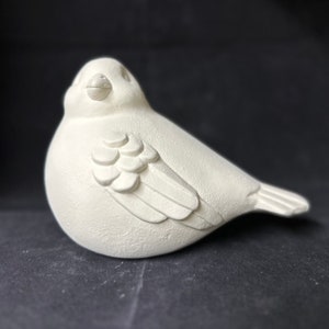 Grand oiseau en céramique non peint, Bisque inachevé, Céramique prête à peindre, 2&quot; de haut, Décor d&#39;oiseau, Oiseau rond