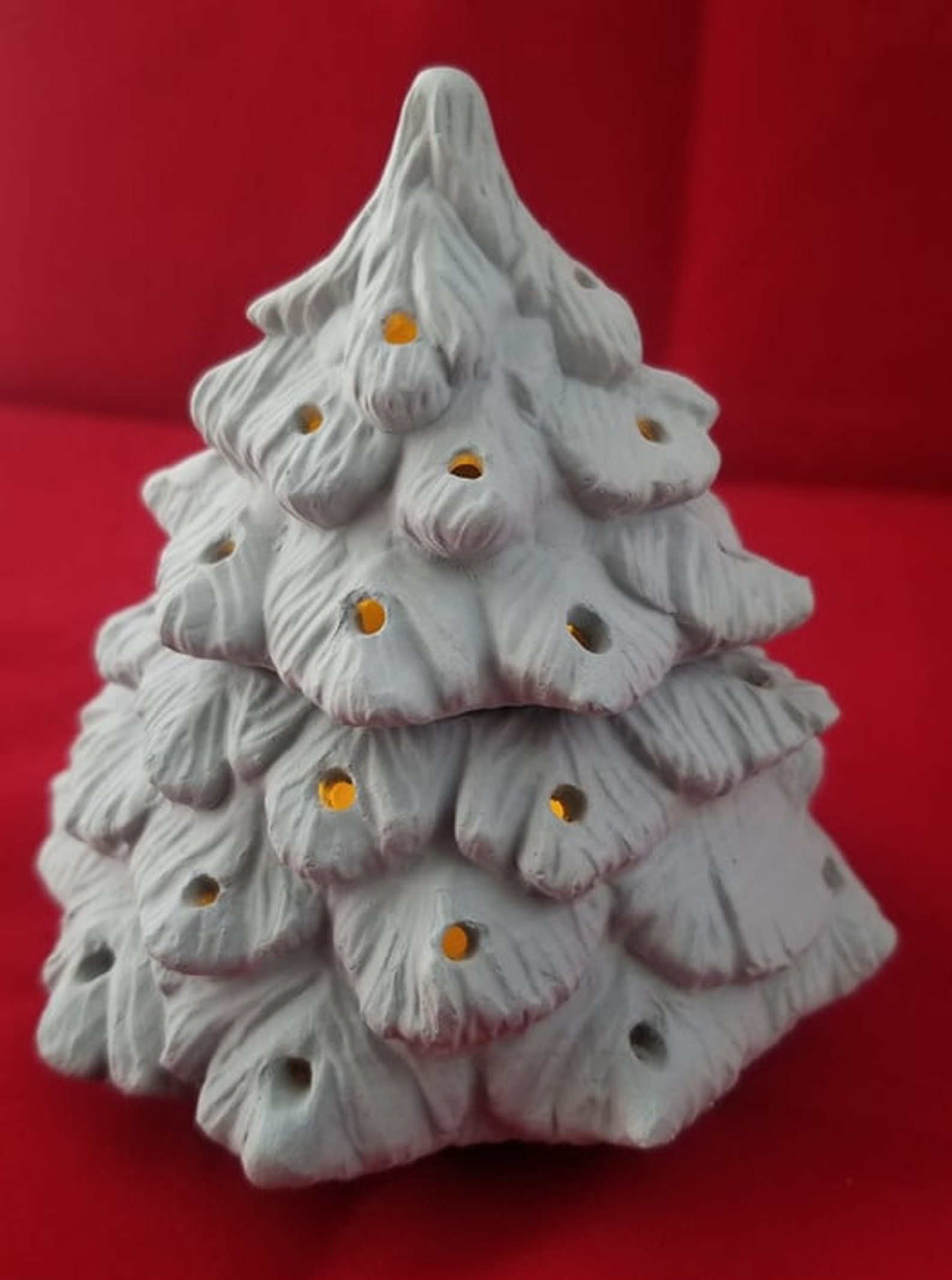 Unpainted Ceramic Tealight Christmas Tree Unfinished Bisque Etsy