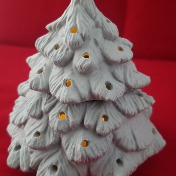 Unbemalte Keramik Teelicht Weihnachtsbaum, unfertige Biskuitporzellan, Weihnachtskeramik, bereit zu bemalen, 10cm hoch, Urlaub Dekor, Konfektteller