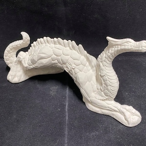 Unpainted Ceramic EARTH Dragon, Unfinished Bisque, Unpainted Ceramics, Ready to Paint, 9&quot; Long, Fantasy, Part of ceramic Dragon set