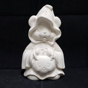 Unpainted Ceramic Halloween Ghost Bear, Unfinished Bisque, Ceramic Figurine, Ready to Paint, Part of set or also sold separately