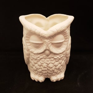 Unpainted Ceramic Owl Planter, Unfinished Bisque, Ceramics, 3.25" Tall, Ready to Paint Art, Home Decor, Owl Decor, Succulent Planter, Votive