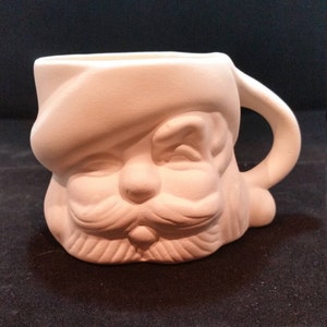 Ceramic Santa Mugs, Unfinished Bisque, Unpainted Christmas Ceramics, Ready to Paint, 2.75" Tall, Holiday Decor, Dinnerware, milk for Santa