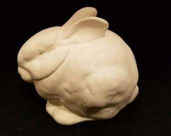 Unpainted Ceramic Bunny, Unfinished Bisque, Unpainted Ceramics, Ready to Paint, 4" Tall, Realistic Rabbit, Easter Bunny, Spring Decor, Sweet