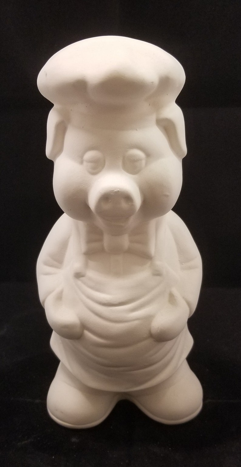 Unpainted Ceramic Pig Chef Unfinished Bisque Unpainted Etsy