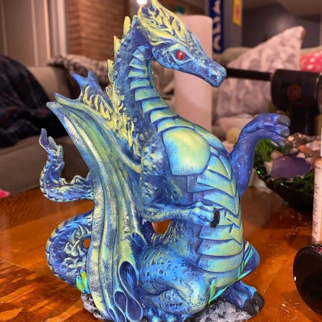 Figurine En Biscuit De Céramique Dragon Ailé Endormi - Prête à Peindre, Fait Main, Grand Format, Neuf