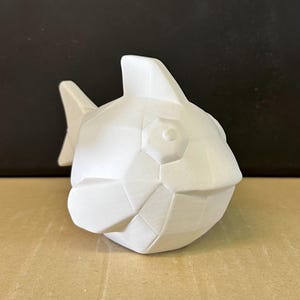 Unpainted Ceramic Cute Faceted Fish, Unfinished Bisque, Ceramics, 4&quot; Tall, Ready to Paint, Home Decor, Goldfish, Fish Decor, Favor