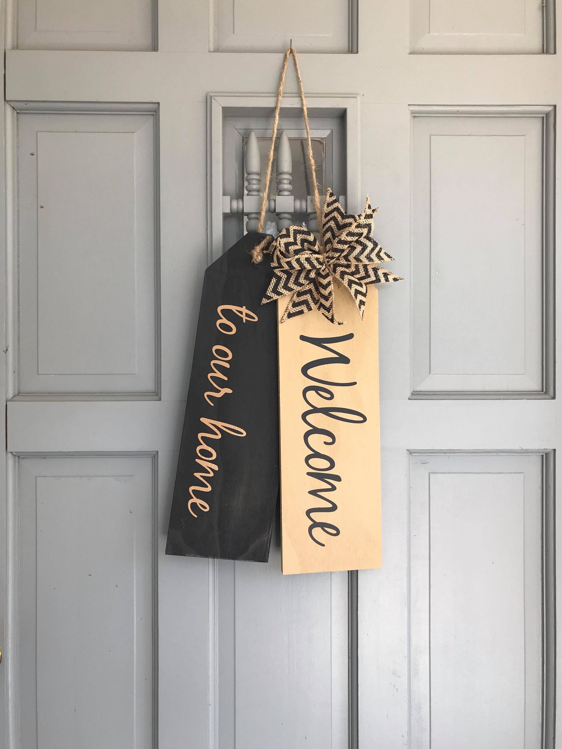 Large Wood Door Tags Door Hanger To Our Home Etsy