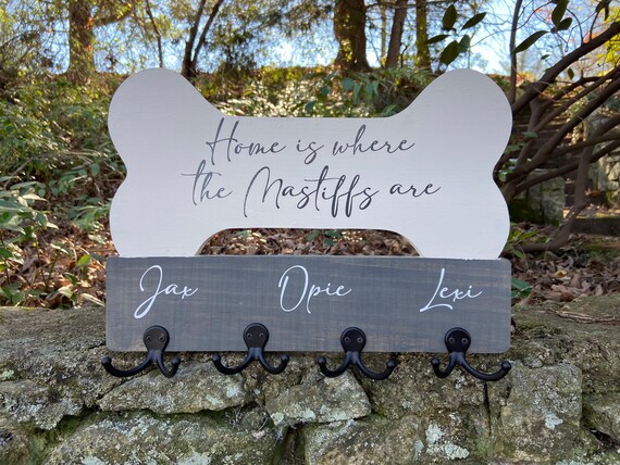 Home Is Where The Dogs Are Leash Holder Custom Dog Name Leash Etsy