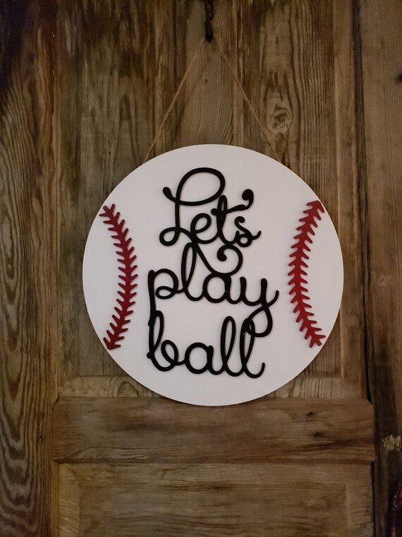 Softball Lets Play Ball Wall Or Door Hanger Softball Fan Softball Coach Gift Baseball Door Wreath Softball Door Wreath Out To The Ballgame